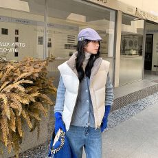 批发双面穿<b class='q'>马甲</b>女2025年秋冬新款韩版宽松坎肩背心外套现货款棉服