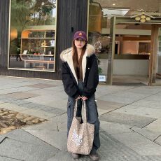 批发座山雕冬装派克棉服女款2026新款加厚棉衣仿<b class='q'>兔毛</b>外套现货款棉服