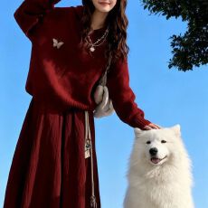 批发23鹿毛绒#新年穿搭针织毛衣2026冬季新款过年百搭设计感厚款上衣