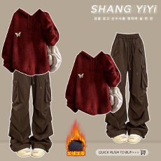 批发<b class='q'>时尚</b>套<b class='q'>装</b>#减龄温柔风连帽针织毛衣搭配加绒百搭款美式复古工<b class='q'>装</b><b class='q'>裤</b>