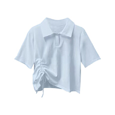 批发奥代尔1x1罗纹纯棉210克#韩版抽绳宽松休闲上衣夏季可爱<b class='q'>甜美</b>纯棉