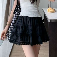 批发【有内衬】锦棉皱#显瘦短裙<b class='q'>高腰</b>a字蓬蓬裙防走光半裙褶皱裙子裤裙