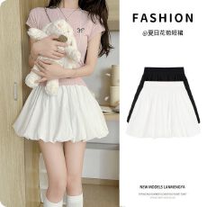 批发锦棉皱#<b class='q'>百搭</b>时髦洋气花苞裤泡泡裤透气柔软<b class='q'>百搭</b>显高显瘦款短裙