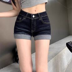 批发韩系低腰百搭丰胯<b class='q'>裤</b>韩版新款显瘦休闲短<b class='q'>裤</b>美胯包臀<b class='q'>提</b><b class='q'>臀</b>牛仔短<b class='q'>裤</b>子