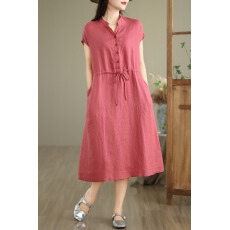 批发<b class='q'>棉麻</b>连衣<b class='q'>裙</b>显瘦气质时尚休闲夏季收腰系带韩版纯棉100棉