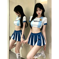 批发实价 世界杯辣妹表演服套装短袖<b class='q'>T</b><b class='q'>恤</b>配超短裙足球宝贝拉拉队服裙装