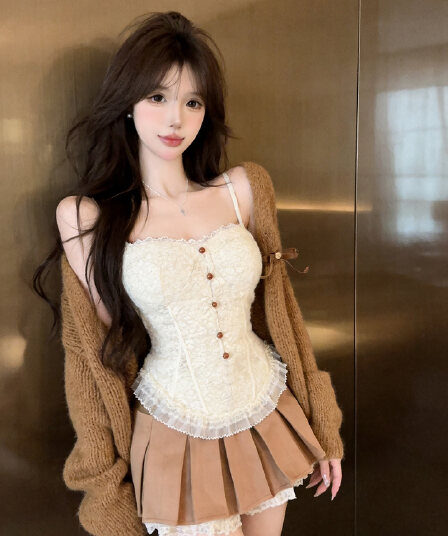 정가 섹시함 순수한 욕망 핫걸 V넥 레이스 레이스 작은 슬링 가을 겨울 벨트 가슴 패드 만나는 뒤로 심장 안에 잡아라. 의류