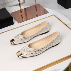 批发<b class='q'>欧美</b>风宴会平底女鞋绸缎水钻金属方头V口浅口一脚蹬单鞋女