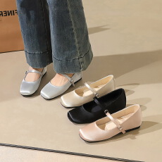 批发玛丽珍鞋一字带浅口百搭内增高芭蕾舞复古文艺风通勤女鞋单鞋