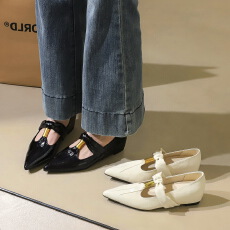 镂空玛丽珍单鞋法式尖头浅口内增高气质百搭平跟鞋通勤女