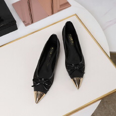 批发法式单鞋蝴蝶结金属尖头绸缎<b class='q'>百搭</b>一脚蹬平跟晚晚风通勤<b class='q'>女鞋</b>