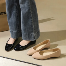 批发法式漆皮圆头浅口单鞋红底百搭<b class='q'>舒适</b>内增高工作通勤鞋宴会女鞋