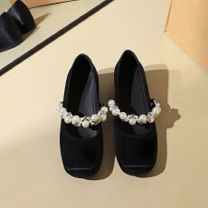 批发韩式风气质名媛女鞋内增高方头浅口珍珠一字式扣带单鞋女