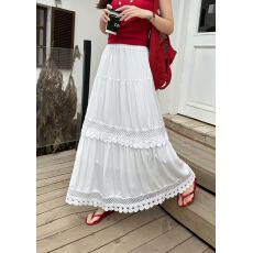 批发设计感重工镂空勾花<b class='q'>半身裙</b>女春夏季甜美蕾丝花边高腰A字蛋糕裙子