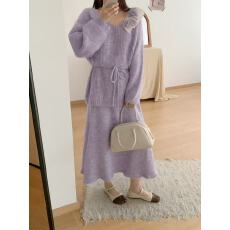 批发<b class='q'>大码</b>女法式气质风高级感收腰显瘦针织衫毛衣上衣+半身裙套装