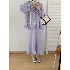 批发大码韩系<b class='q'>手工</b>钉花飘带<b class='q'>毛衣</b>女套头宽松慵懒风针织衫小众套装