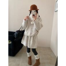 批发<b class='q'>甜美</b>风洋气套装女宽松显瘦毛衣巨好看的两件套早秋新款减龄半身裙