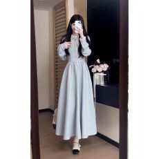 批发秋冬新款小立领千金miu系长袖<b class='q'>连衣裙</b>女