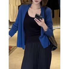 批发克莱因蓝冰丝针织防晒开衫女2025秋季新款薄款外套高级感百搭上衣