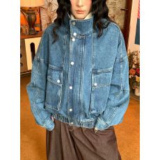 批发美式<b class='q'>街头</b>水洗解构大口袋牛仔外套男女复古潮牌中性风短宽高领夹克