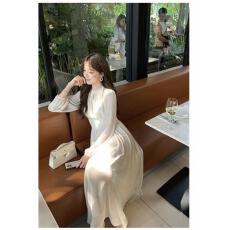 批发大码女装<b class='q'>春</b>秋款长袖时尚优雅收腰气质法式连衣裙