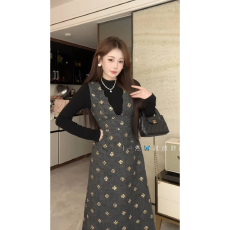 批发大码女装冬季新时尚优雅气质重工亮片无袖背心裙打底衫