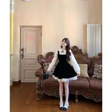 批发大码女装复古赫本千金风收腰显瘦长袖<b class='q'>连衣裙</b>生日<b class='q'>礼服</b>