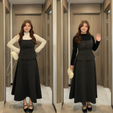 批发大码女装小香气质半高领T恤设计感波点<b class='q'>吊带</b>半身裙冬季新款