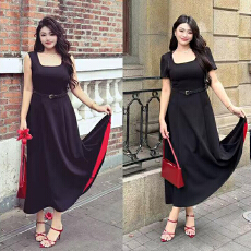 批发大码女装赫本风时尚无袖连衣裙气质长裙潮中式裙子
