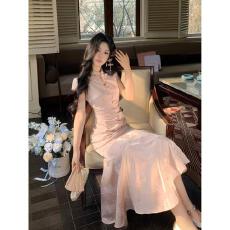 批发大码女装温柔新中式<b class='q'>服装</b>立领轻国风旗袍鱼尾连衣裙