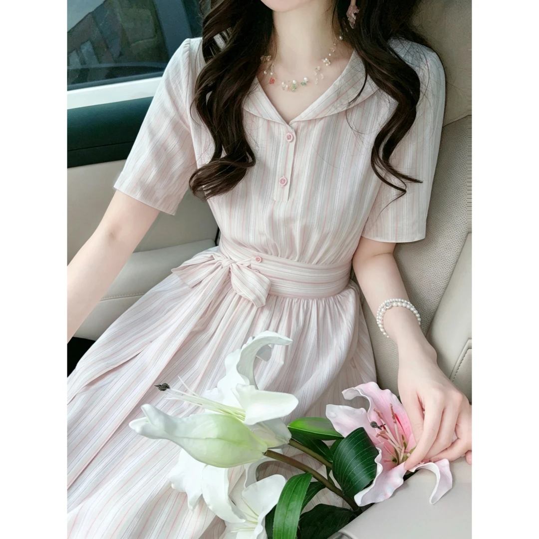 빅 사이즈 여성 의류 여름 새로운 잘 생긴 특별 꼬집기 허리 예술 건강 밝은 착용 가져 가라. 드레스