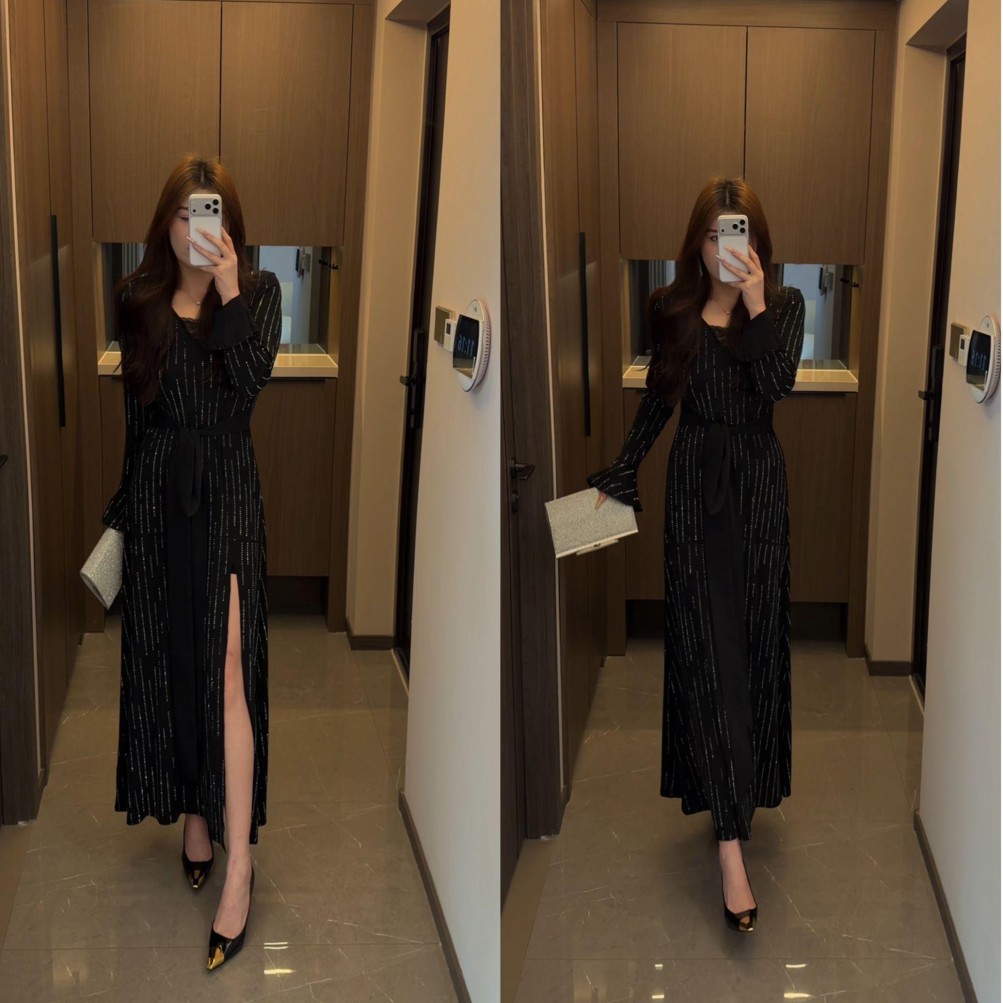 빅 사이즈 여성 의류 생일 작은 행사 치마 빛 럭셔리 명문 여성 반짝임 예복 트임 휴가 드레스