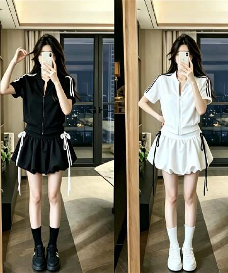 키 큰 남자 빅 사이즈 여성 의류 다용도 캐주얼 착용 가져 가라. 한 부서 운동 후드티 미니 스커트 세트
