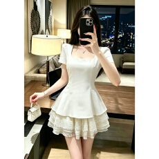 批发大码女装赵露思同款新款收腰蕾丝蛋糕蓬蓬连衣裙