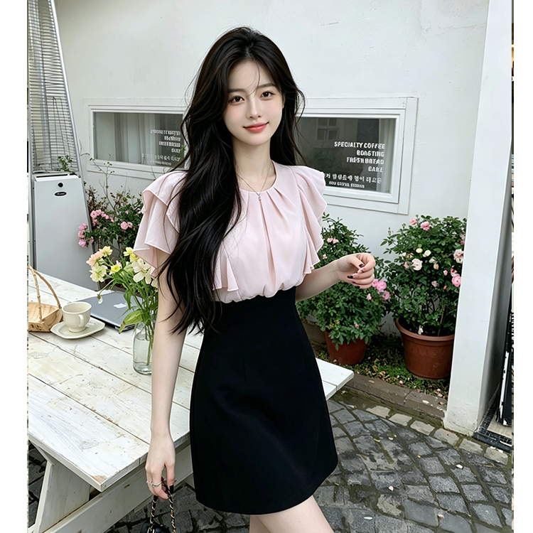 빅 사이즈 여성 의류 여름 한 부서 천 골드 달콤함 허리 수축 드레스 작은 샤넬 스타일 품격 치마