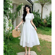 批发大码女装日系气质夏季轻奢优雅温柔打揽连衣裙子