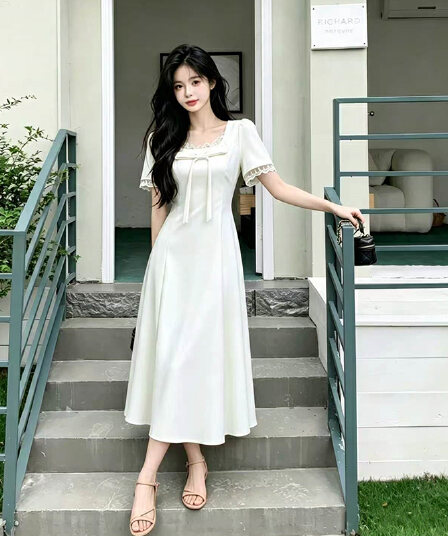 빅 사이즈 여성 의류 여름 낭만주의 레이스 허리 수축 슬림해 보이는 품격 점프 슈트 치마