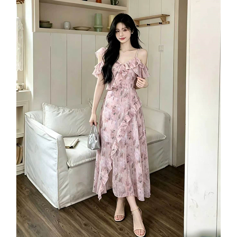 大码女装夏季甜美收腰显瘦气质连...