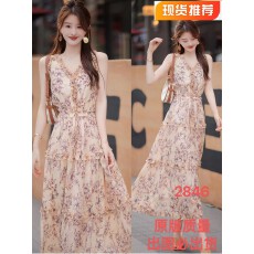 批发大喜自制｜下午茶<b class='q'>连衣裙</b>系列｜<b class='q'>真丝</b>碎花裙2023夏新款荷叶边<b class='q'>连衣裙</b>