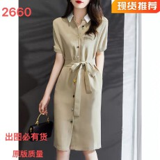 批发夏季秋季早新款<b class='q'>高端</b>轻奢女装高级感冷淡风衬衫长裙御姐风<b class='q'>连衣裙</b>子