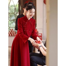 批发中式复古敬酒服2025秋新款新娘回门订婚领证聚会女<b class='q'>旗袍</b>秀禾服嫁衣