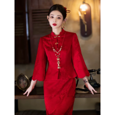 批发新中式端庄大气订婚结婚敬酒服<b class='q'>旗袍</b>套装高端秀禾服出阁宴+链子
