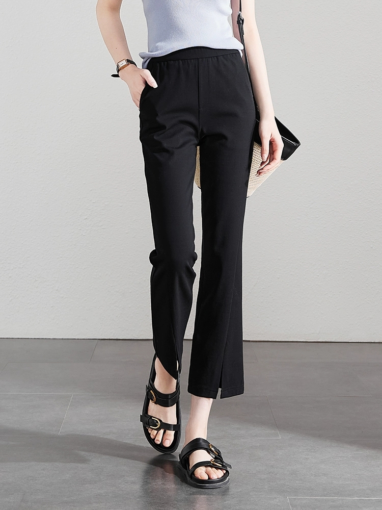 카운터 품질 2026 여름 새로운 패션 인기 외국 가스 슬림해 보이는 발 구두 트임 9 포인트 캐주얼 플레어 바지