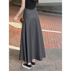 批发灰色垂感<b class='q'>西装</b>半身裙显瘦长裙女夏薄款黑色高腰长款裙子百搭A字裙
