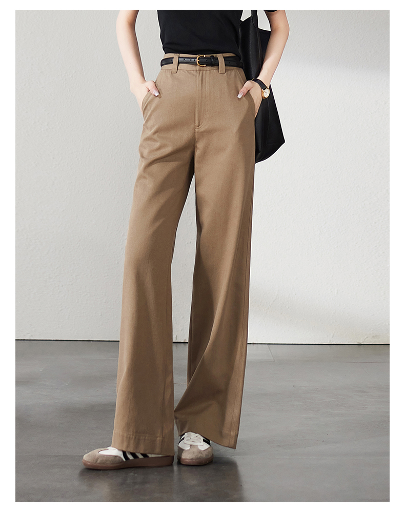 카운터 품질 미니멀리즘 출퇴근 캐주얼 정장 와이드 레깅스 바지 2025 가을 새로운 패션 루즈핏 슬림해 보이는 바닥 청소 바지