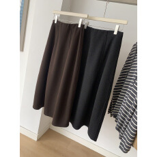 批发优雅必入半身裙秋冬醋酸羊毛A字高腰中长裙<b class='q'>百搭</b>花苞通勤显瘦裙女