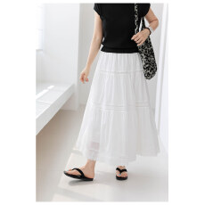 批发巨好看<b class='q'>白色</b>半身裙女春秋2026新款高腰显瘦夏日绝美蕾丝a字裙长款