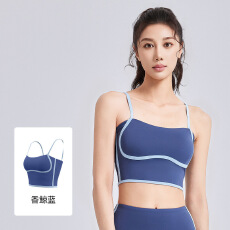批发夏季新款流线固定胸垫瑜伽美背可调节肩带健身运动内衣