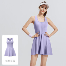 批发网球裙<b class='q'>连衣裙</b>女前拉链一体式运动健身防走光瑜伽服连体羽毛球服