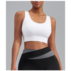 批发时尚<b class='q'>欧美</b>风交叉美背运动<b class='q'>文胸</b>跑步防震瑜伽健身速干外穿瑜伽上衣女